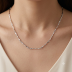 Silver Bar Link Chain Necklace