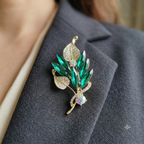 Emerald Green Leaf Brooch/Hijab pin