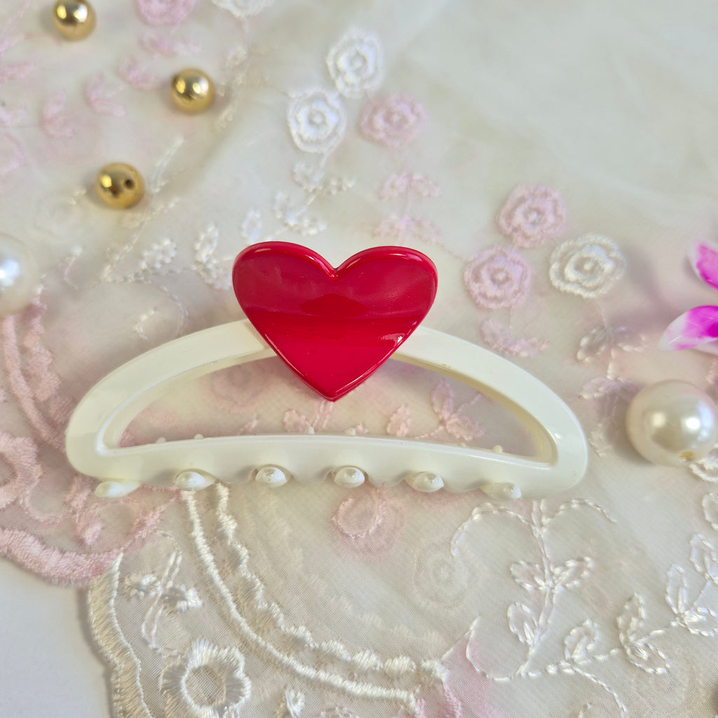 Ivory Hold My Heart  Claw Clip
