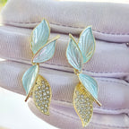 Pastel mint green  leaf earrings
