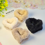 Warm Beige Furry Heart Claw Clip