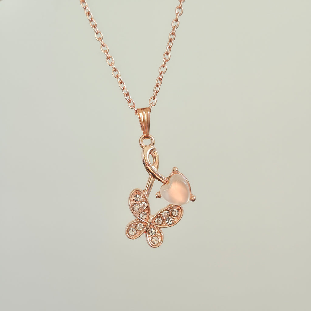 Fluttering Heart Grace Drop Necklace