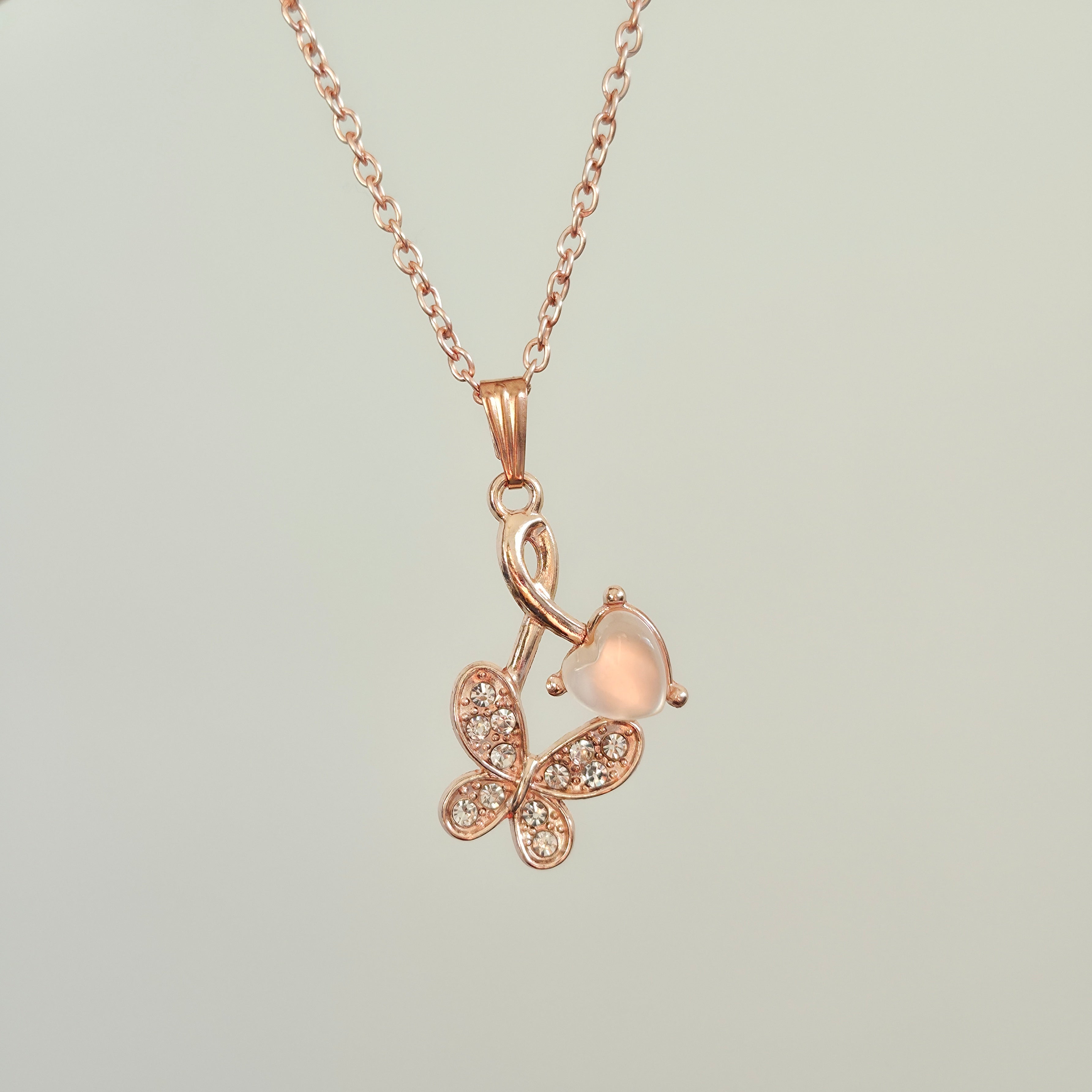 Fluttering Heart Grace Drop Necklace