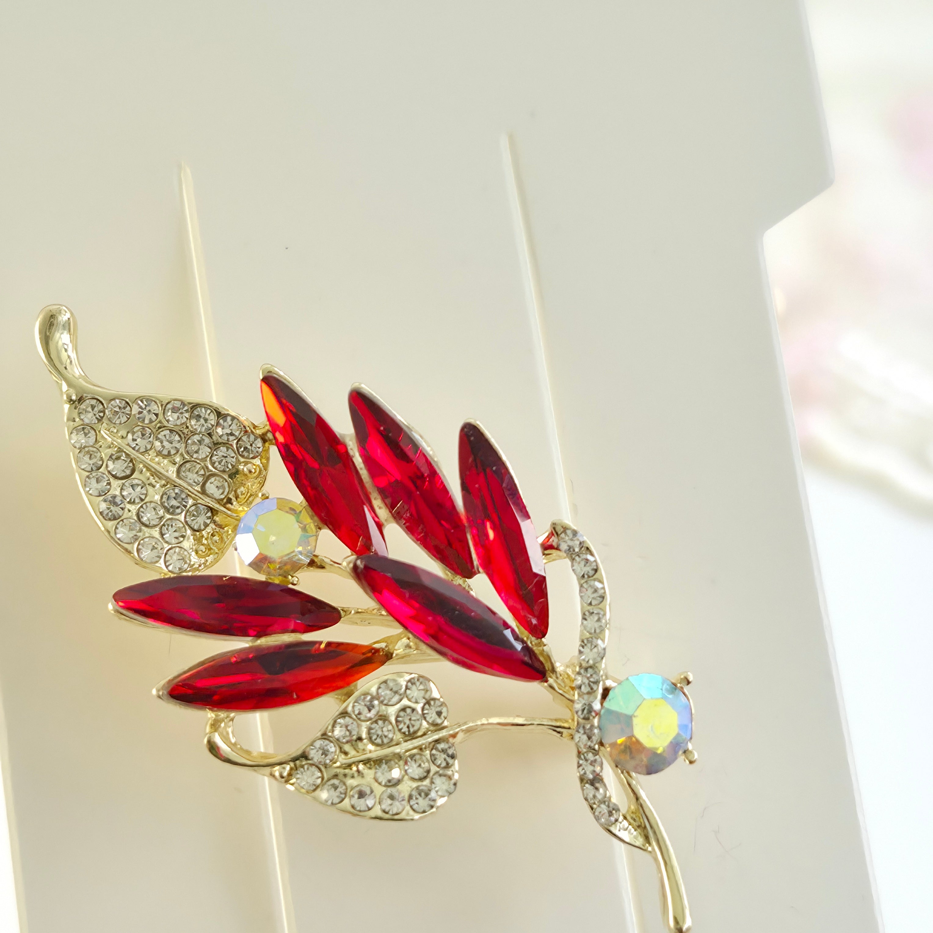Ruby Red Leaf Brooch/Hijab pin