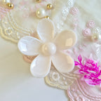 Ivory Cream Marbled Flower Claw Clip
