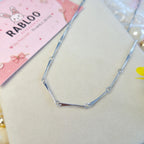 Silver Bar Link Chain Necklace