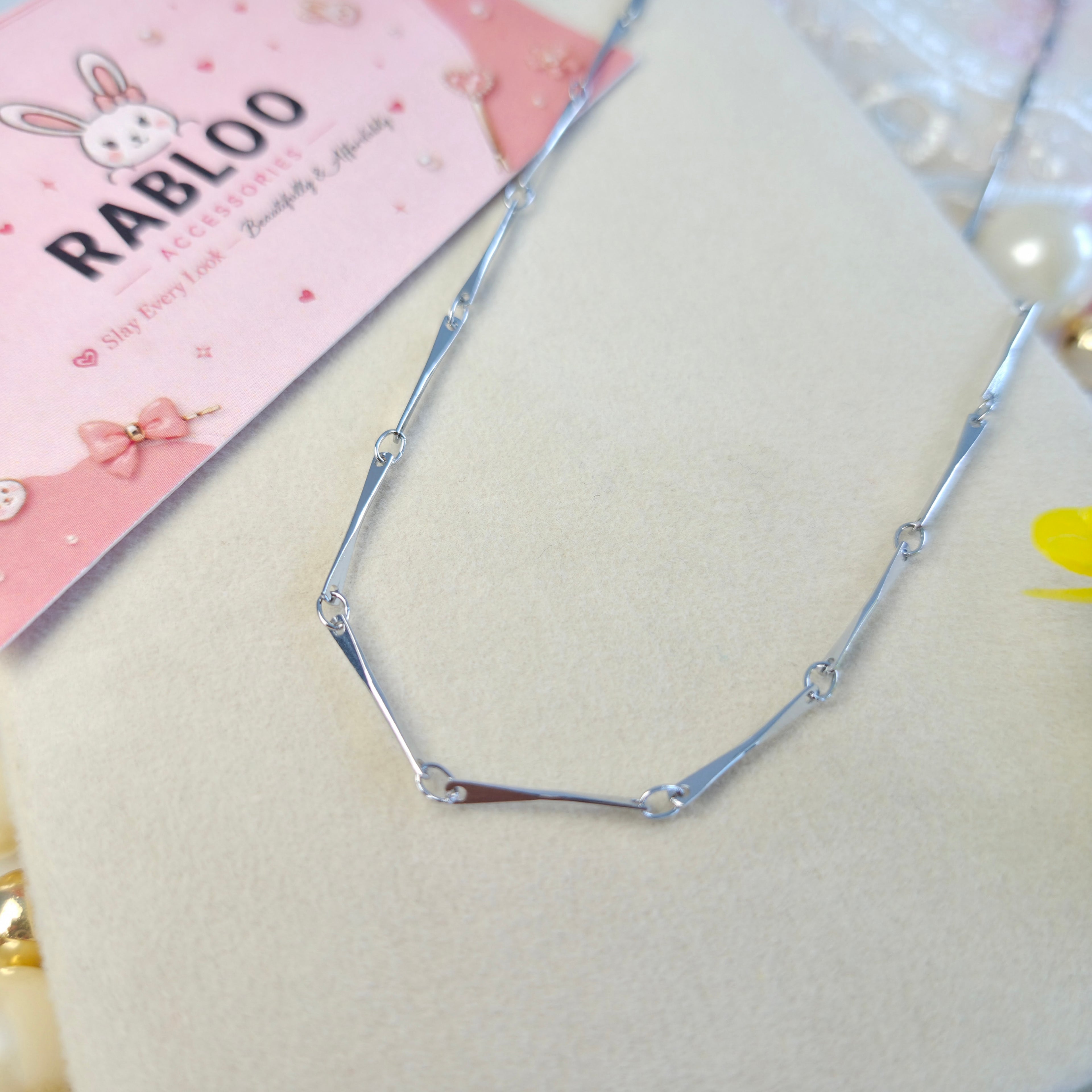 Silver Bar Link Chain Necklace