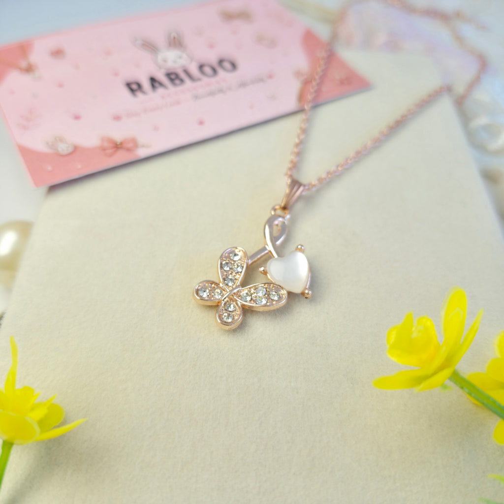 Fluttering Heart Grace Drop Necklace
