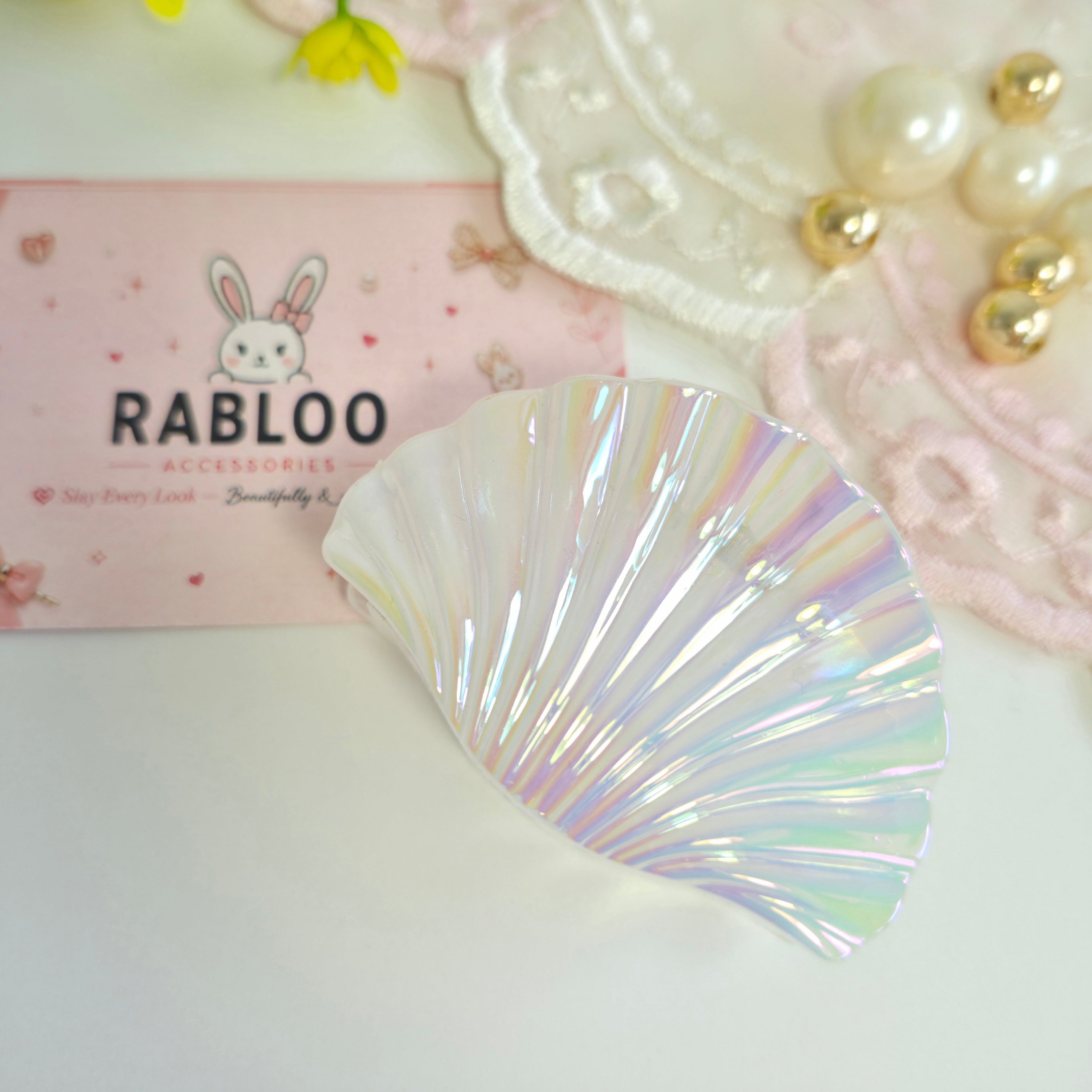 Mother-of-Pearl silver Mermaid shell claw clips