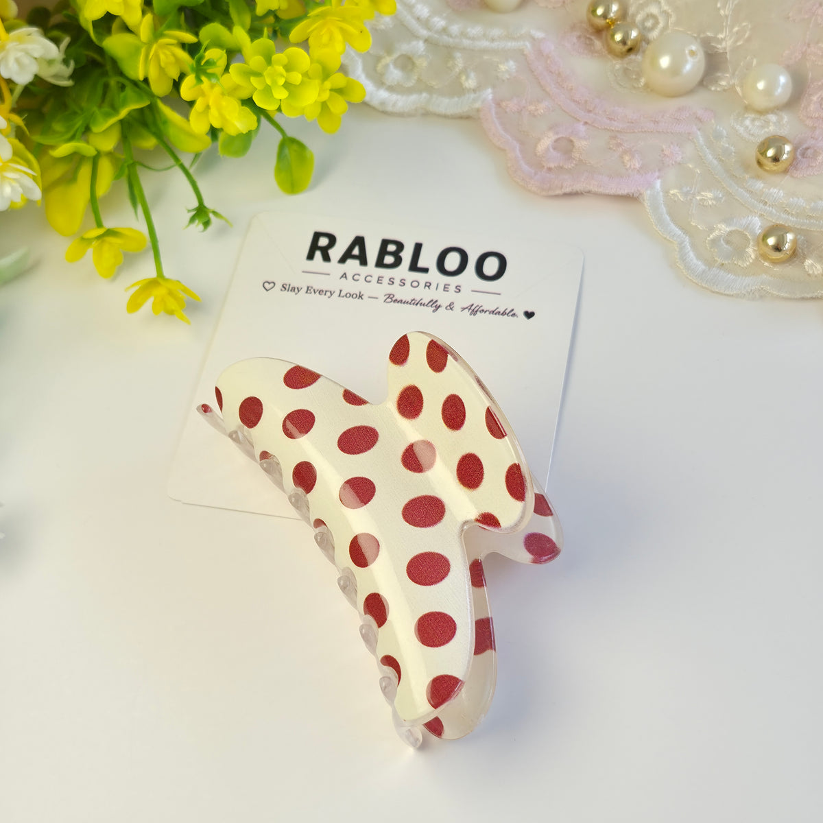Retro Polka Dot Claw Clip
