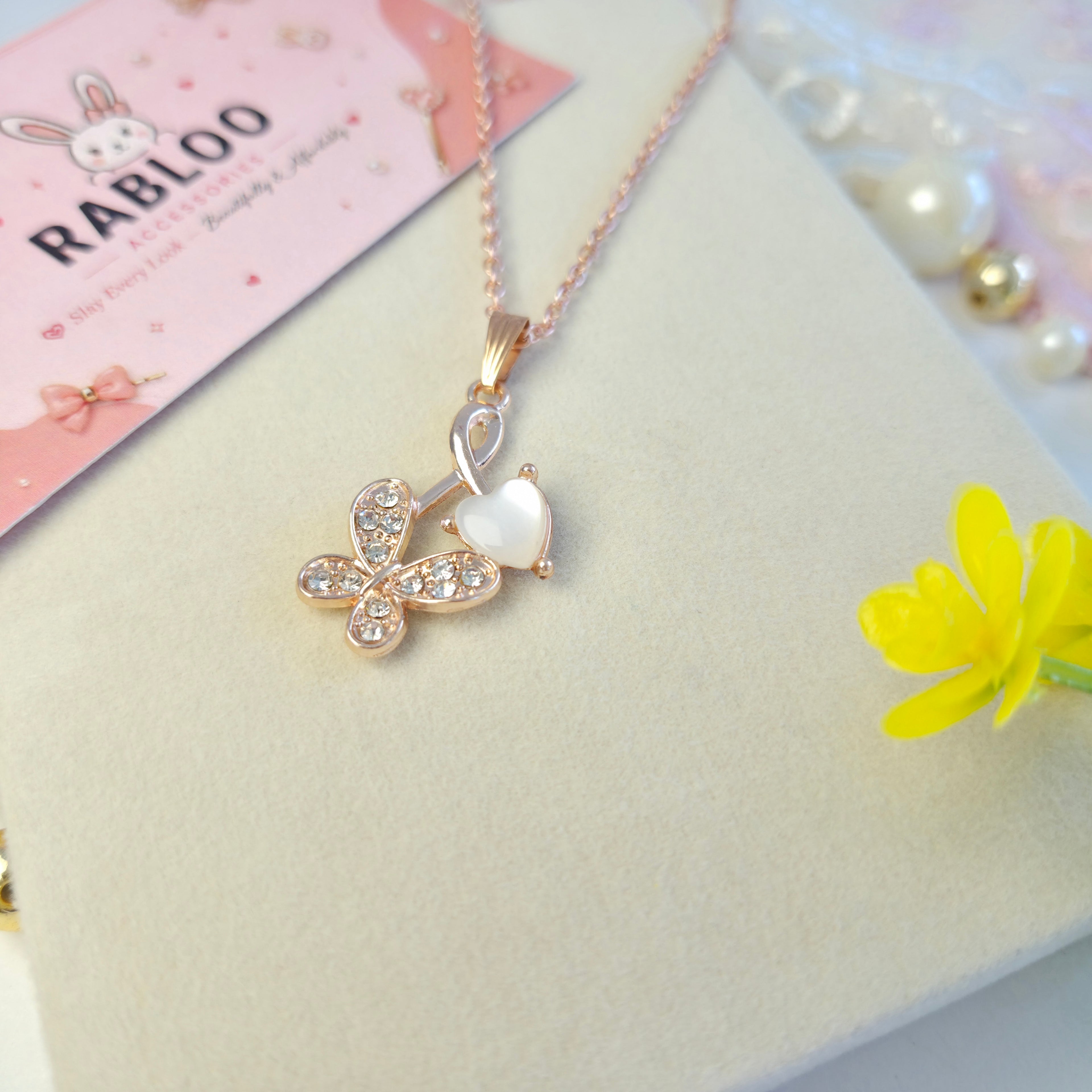 Fluttering Heart Grace Drop Necklace