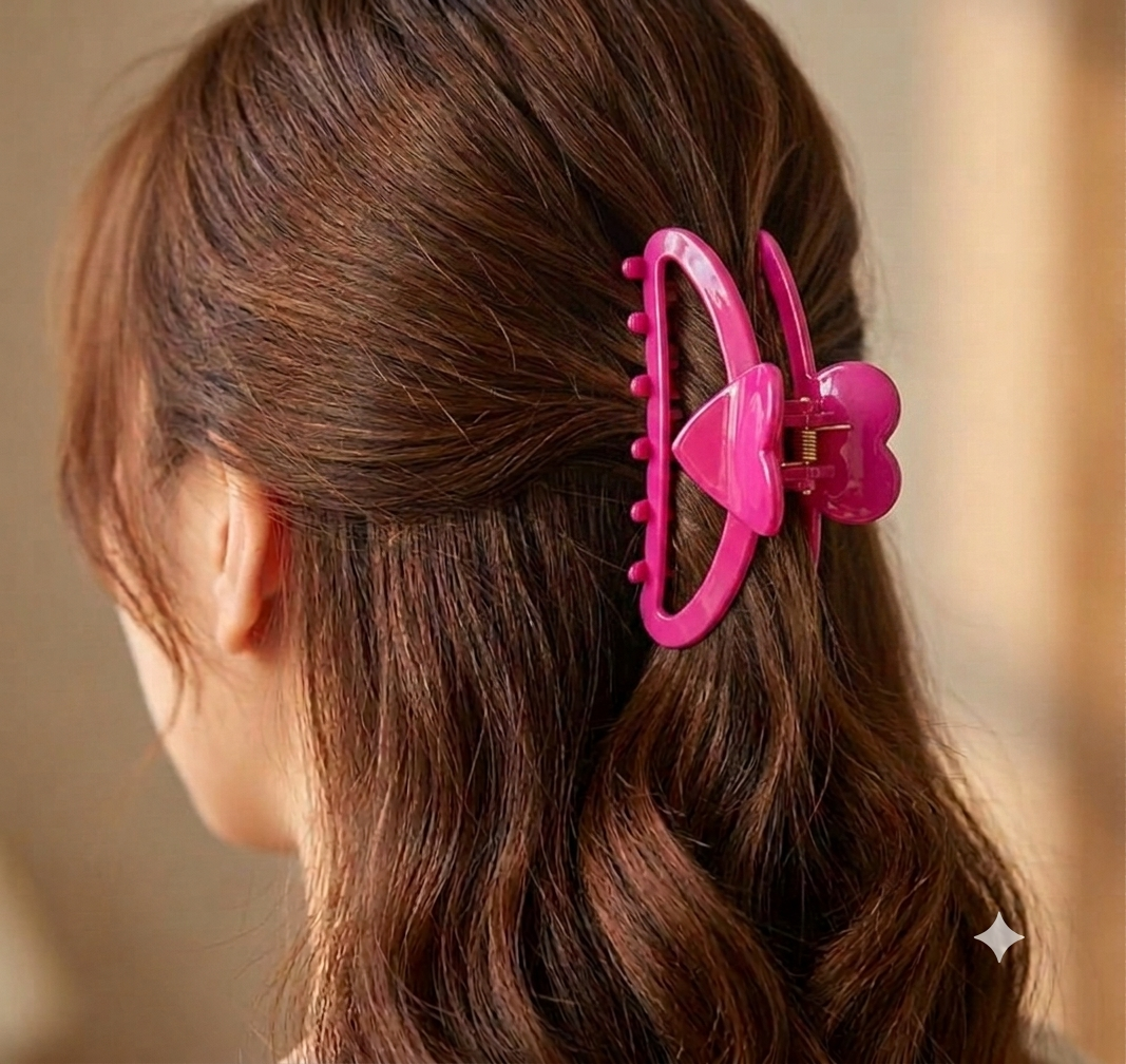 Hot Pink Hold My Heart ClawClip