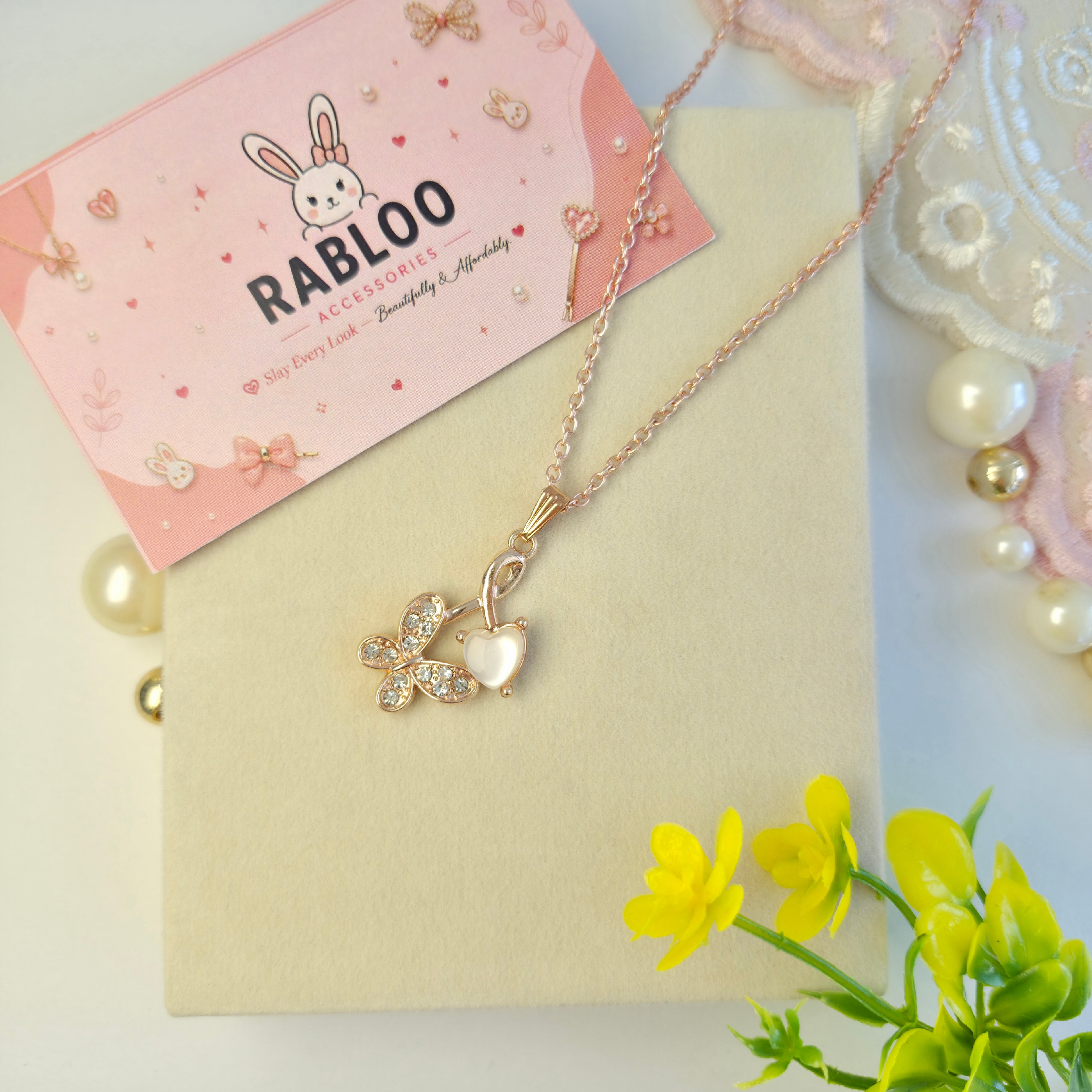 Fluttering Heart Grace Drop Necklace