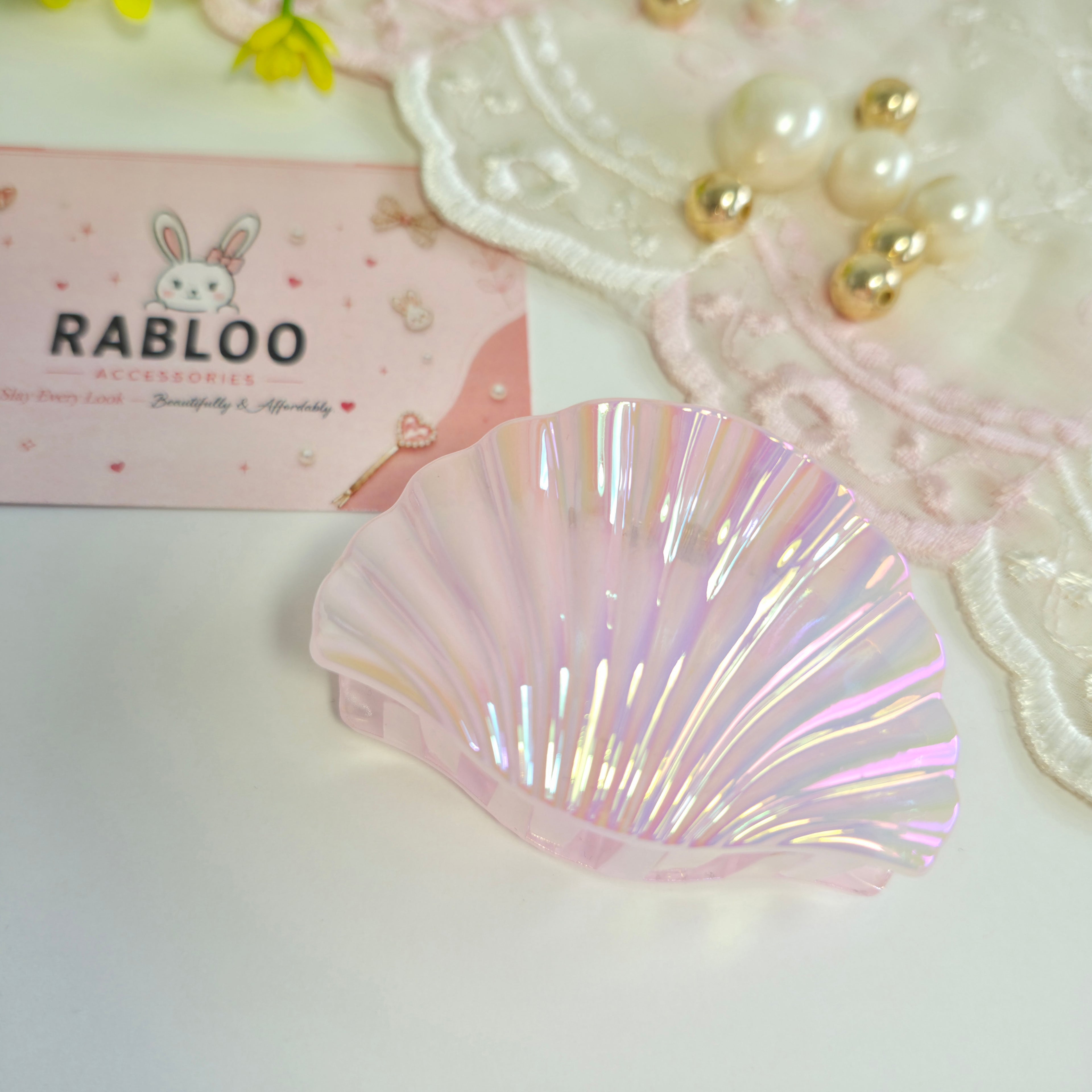 Iris Pink Mermaid shell claw clips