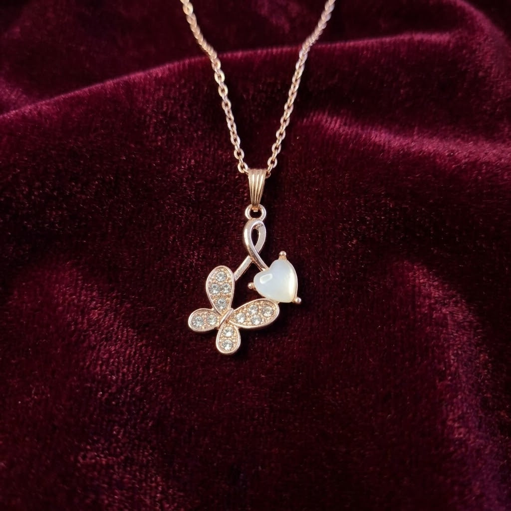 Fluttering Heart Grace Drop Necklace