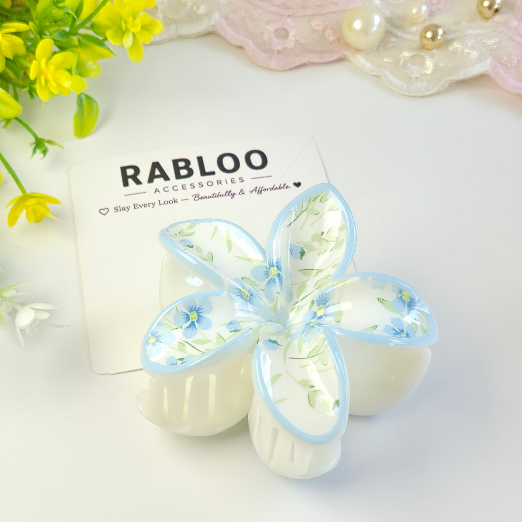 Sky Blue Sweet Charm Plumeria Claw Clip