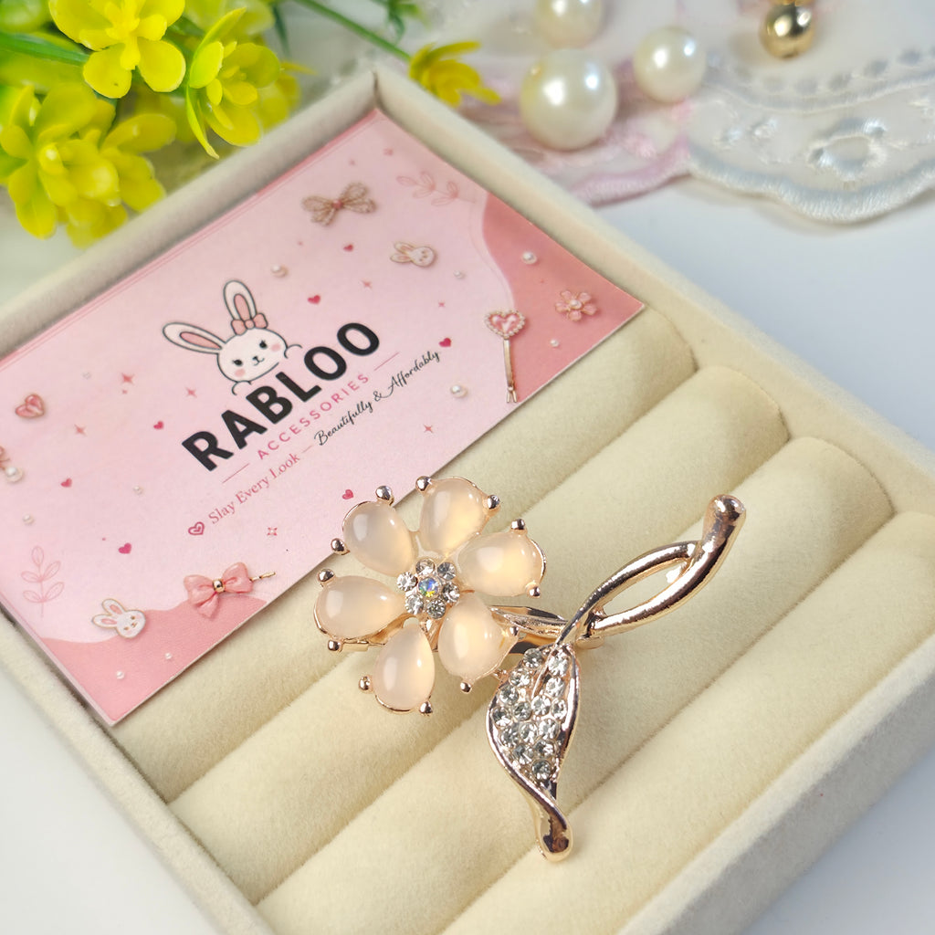 Golden Floral Opal Brooch/Hijab pin