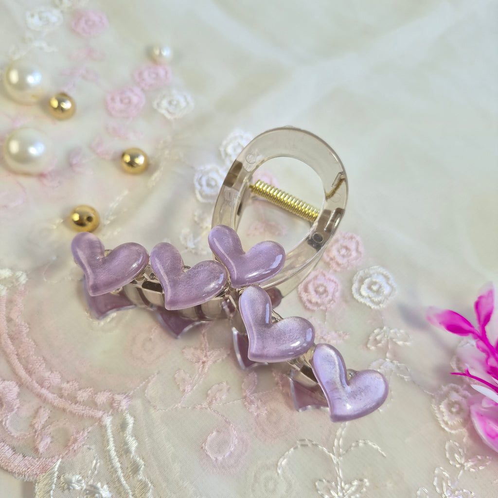 Lavender Mist Aesthetic Heart Claw Clip