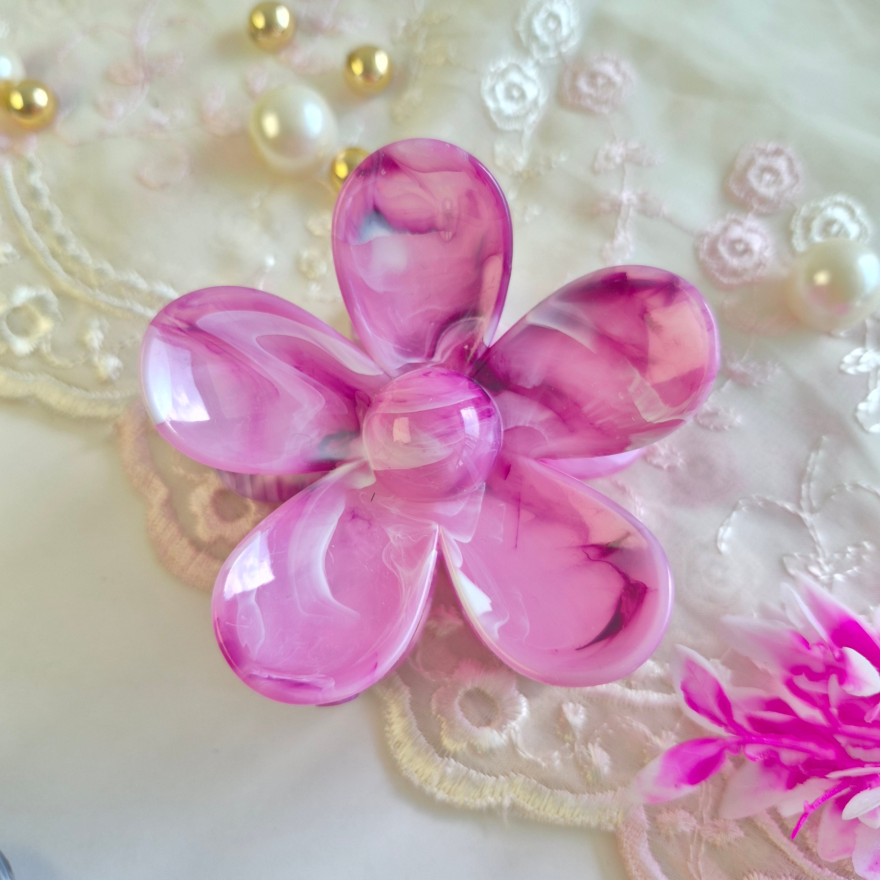 Berry Swirl Marbled Flower  Claw Clip