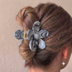 Smokey Onyx Marbled Flower Claw Clip