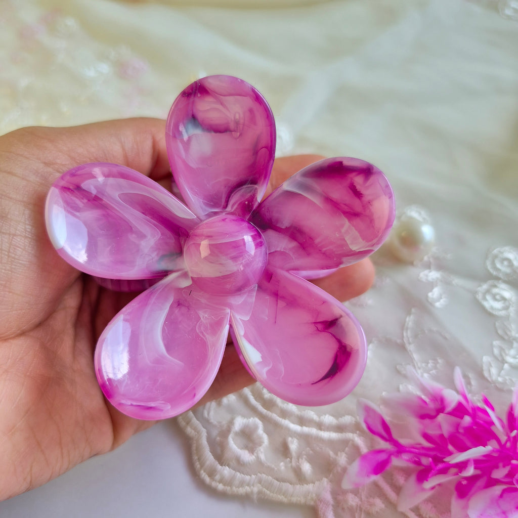 Berry Swirl Marbled Flower  Claw Clip
