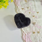 Jet Black Furry Heart Claw Clip