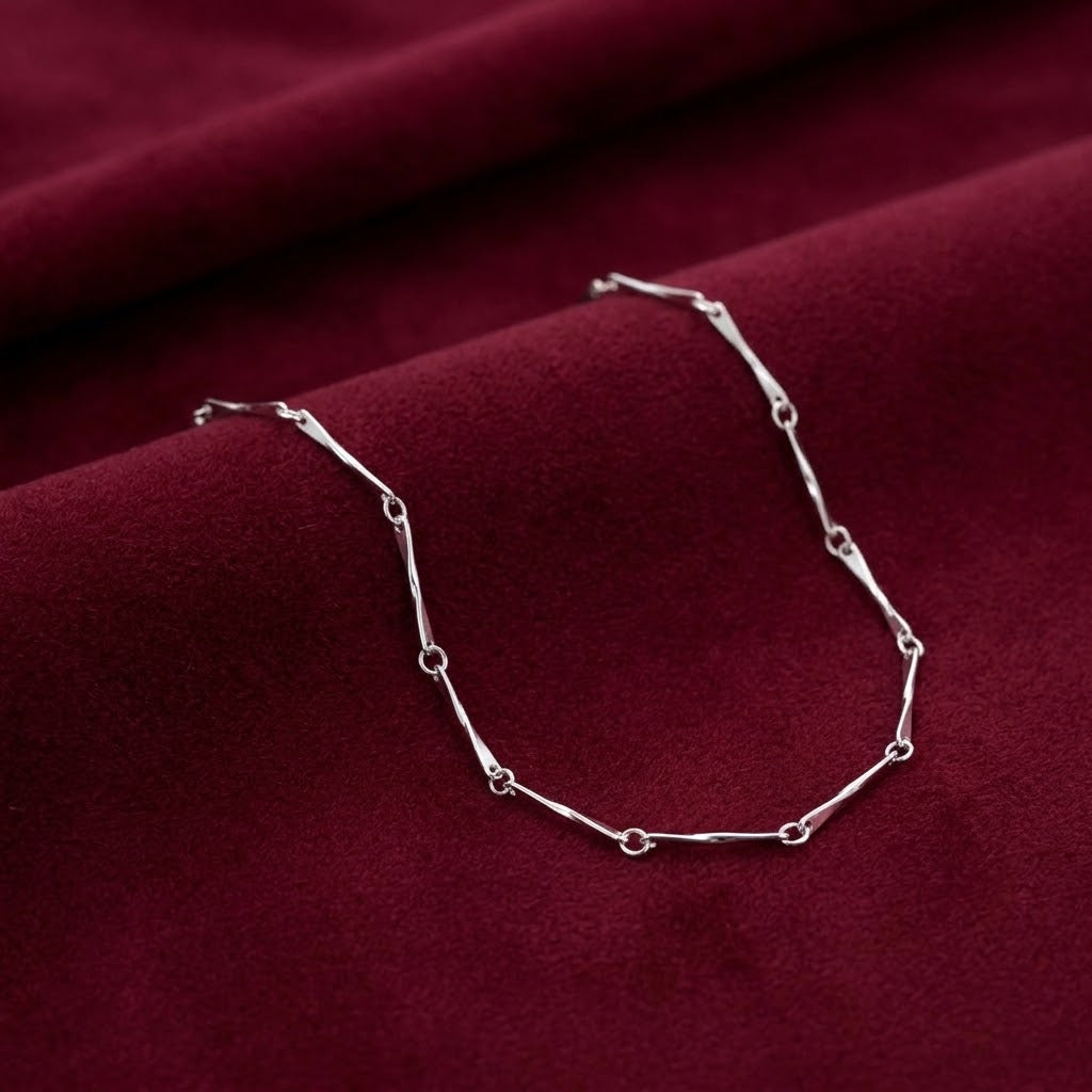 Silver Bar Link Chain Necklace