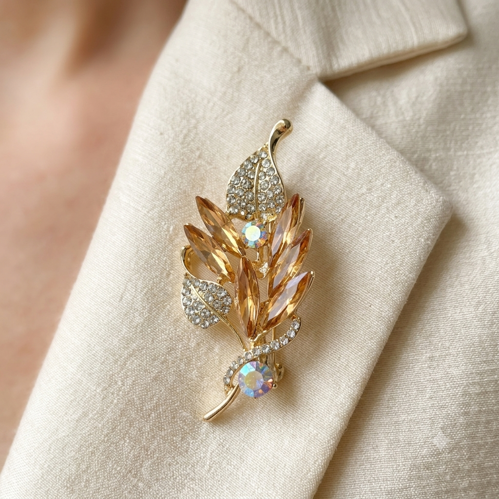 champagne gold  Leaf Brooch/Hijab pin