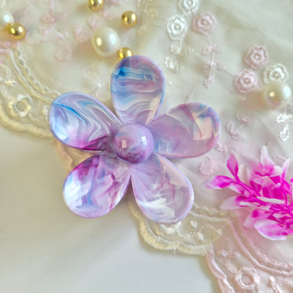 Lilac Swirl Marbled Flower Claw Clip