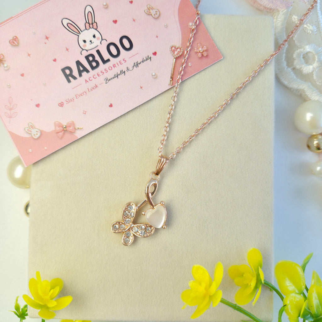 Fluttering Heart Grace Drop Necklace
