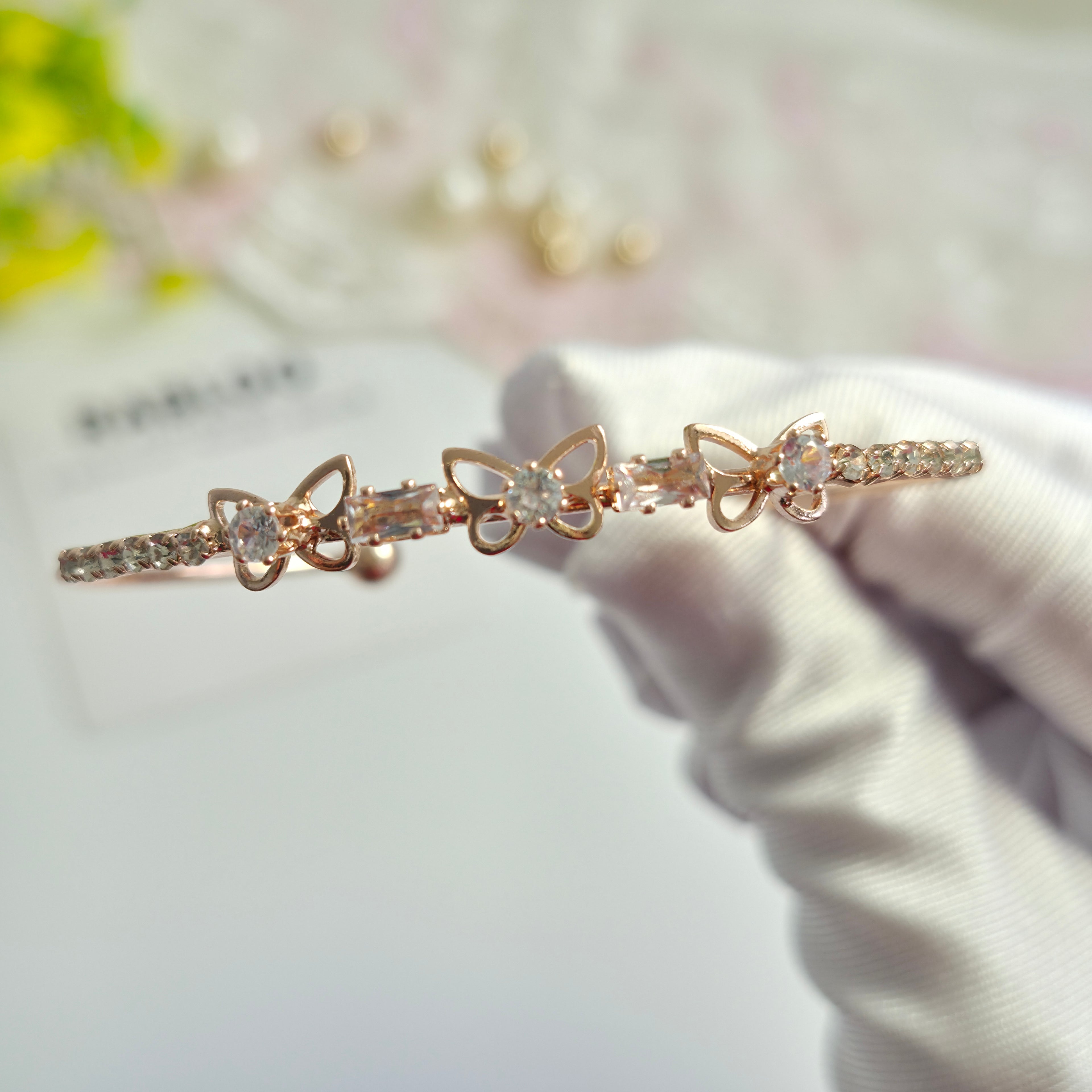 Rose Gold Butterfly Cuff Bangle Bracelet