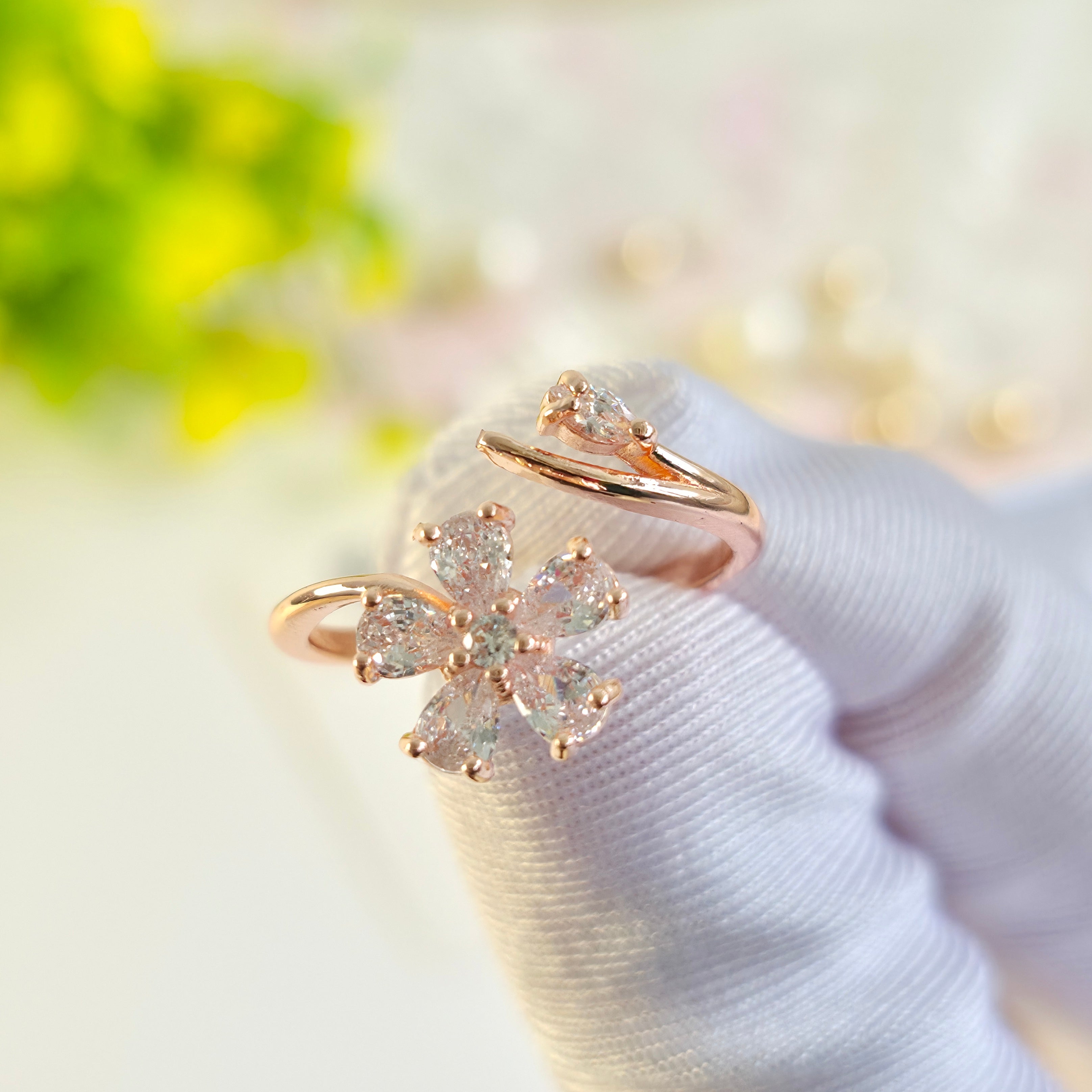 Diamond Ice Bloom Adjustable Rings