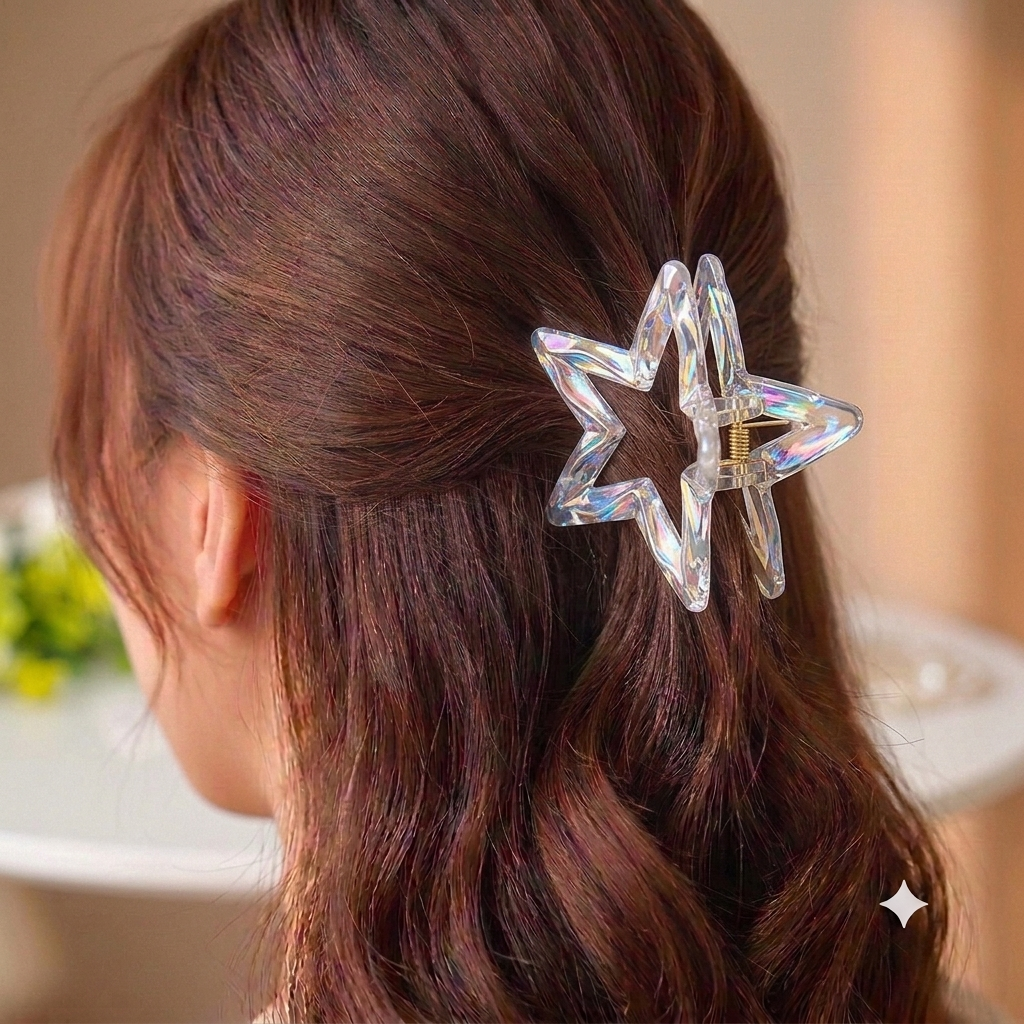 Crystal Aurora Sparkle Star Clip