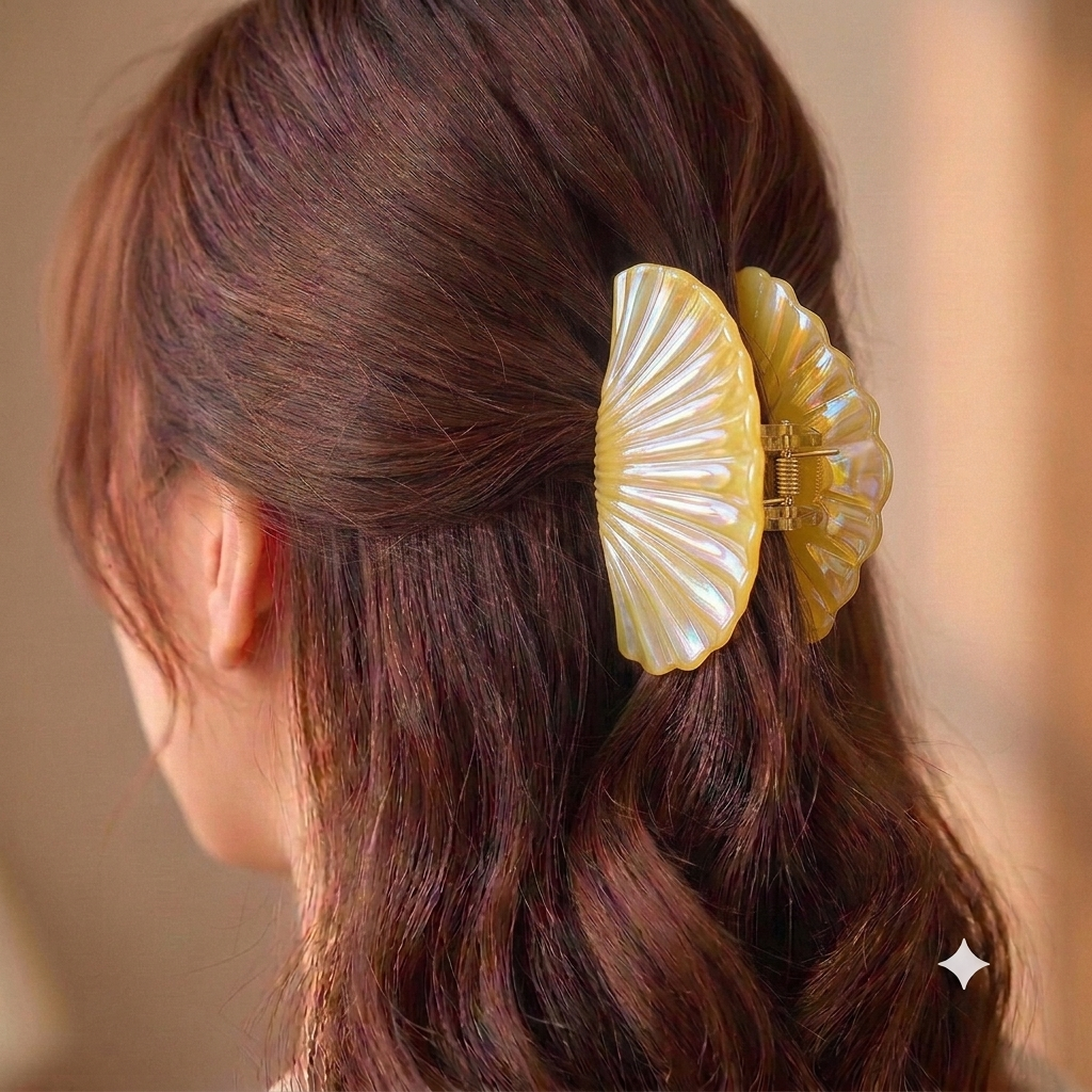 Golden Sand Mermaid shell claw clips